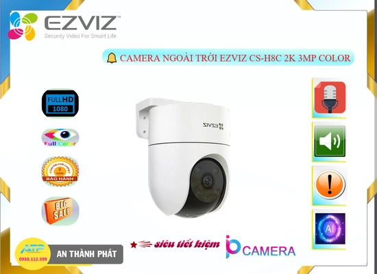 Lắp đặt camera tân phú Camera CS-H8C 2K 3MP Color Wifi
