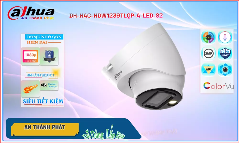 Camera Dome Dahua DH-HAC-HDW1239TLQP-A-LED-S2,DH-HAC-HDW1239TLQP-A-LED-S2 Giá rẻ,DH HAC HDW1239TLQP A LED S2,Chất Lượng
