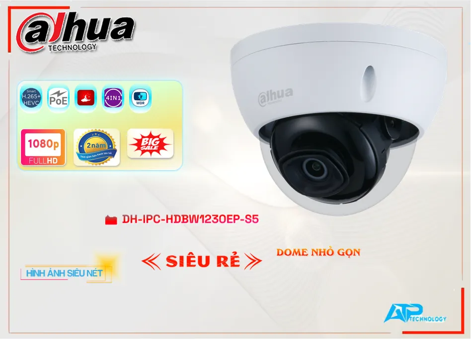 Camera An Ninh Dahua DH-IPC-HDBW1230EP-S5 Thiết kế Đẹp,DH-IPC-HDBW1230EP-S5 Giá rẻ,DH-IPC-HDBW1230EP-S5 Giá Thấp