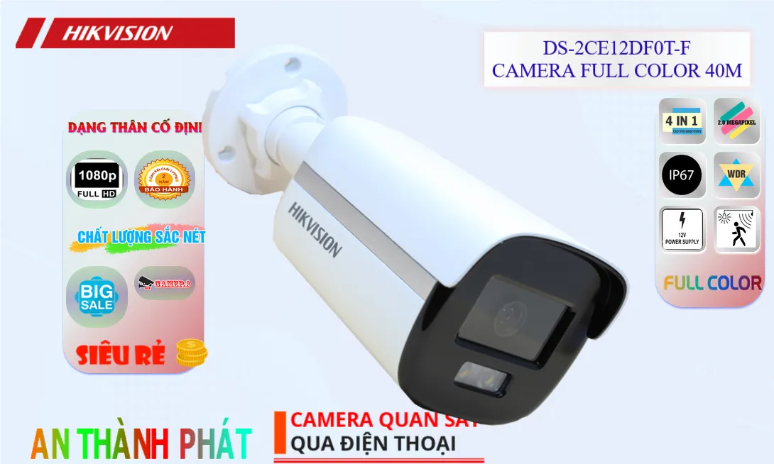 camera DS-2CE12DF0T-F full color hình ảnh sắc nét