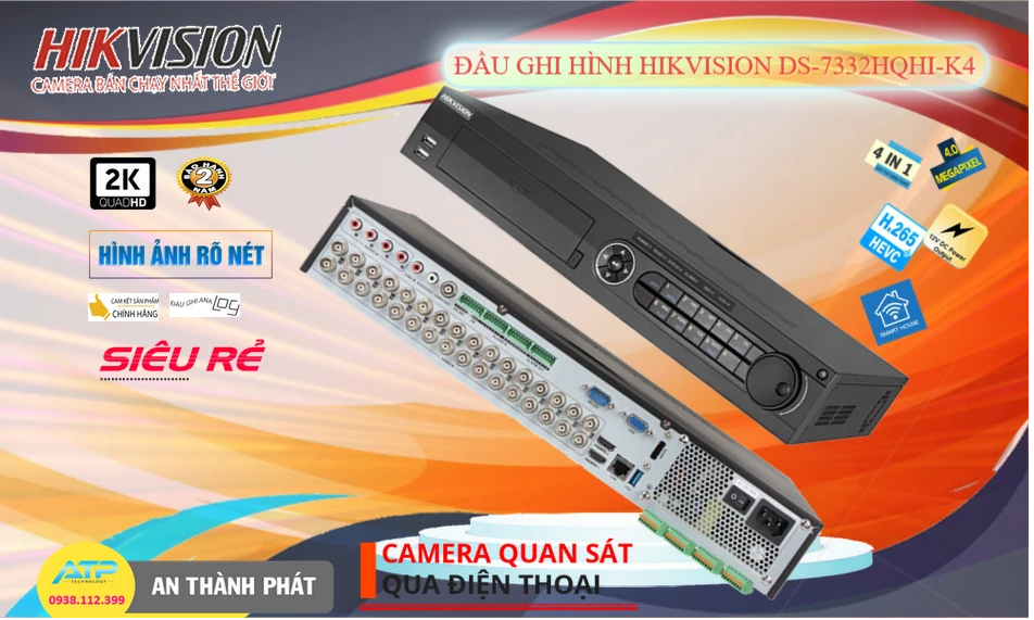 ✅ Đầu Ghi  Hikvision Thiết kế Đẹp DS-7332HQHI-K4