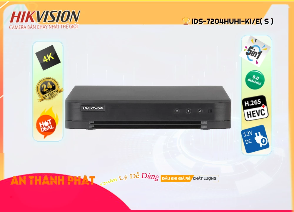 Đầu Ghi Hình 8MP Hikvision iDS-7204HUHI-K1/E(S),Giá iDS-7204HUHI-K1/E(S),phân phối iDS-7204HUHI-K1/E(S), Đầu Ghi Camera