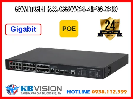 Lắp đặt camera SWITCH 26 PORT POE KX-CSW24-4FG-240 KBVISION
