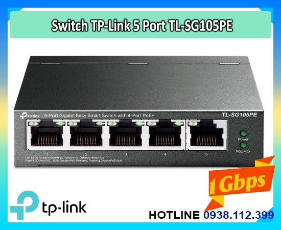 TL-SG105PE, switch 4 PoE TL-SG105PE, bộ chia mạng TL-SG105PE, switch PoE TL-SG105PE, TL-SG105PE Easy Smart, switch gigabit TL-SG105PE, TL-SG105PE PoE+ 65 W