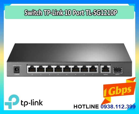 switch TL-SG1210P, bộ chia PoE TL-SG1210P, switch 10 cổng TL-SG1210P, TL-SG1210P PoE+ 63W, switch gigabit TL-SG1210P, switch IP camera TL-SG1210P, switch desktop TL-SG1210P