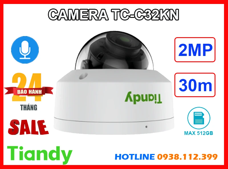 Lắp đặt camera TIANDY TC-C32KN Camera Ghi Âm (2MP)