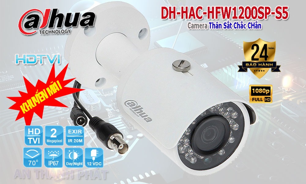 DH-HAC-HFW1200SP-S5 Camera  Dahua kho hàng thân kim loại