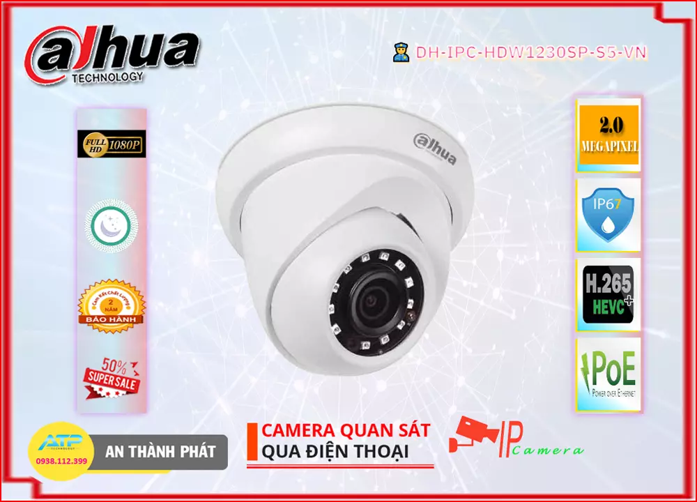 Camera IP Dahua DH-IPC-HDW1230SP-S5-VN,Giá DH-IPC-HDW1230SP-S5-VN,DH-IPC-HDW1230SP-S5-VN Giá Khuyến Mãi,bán