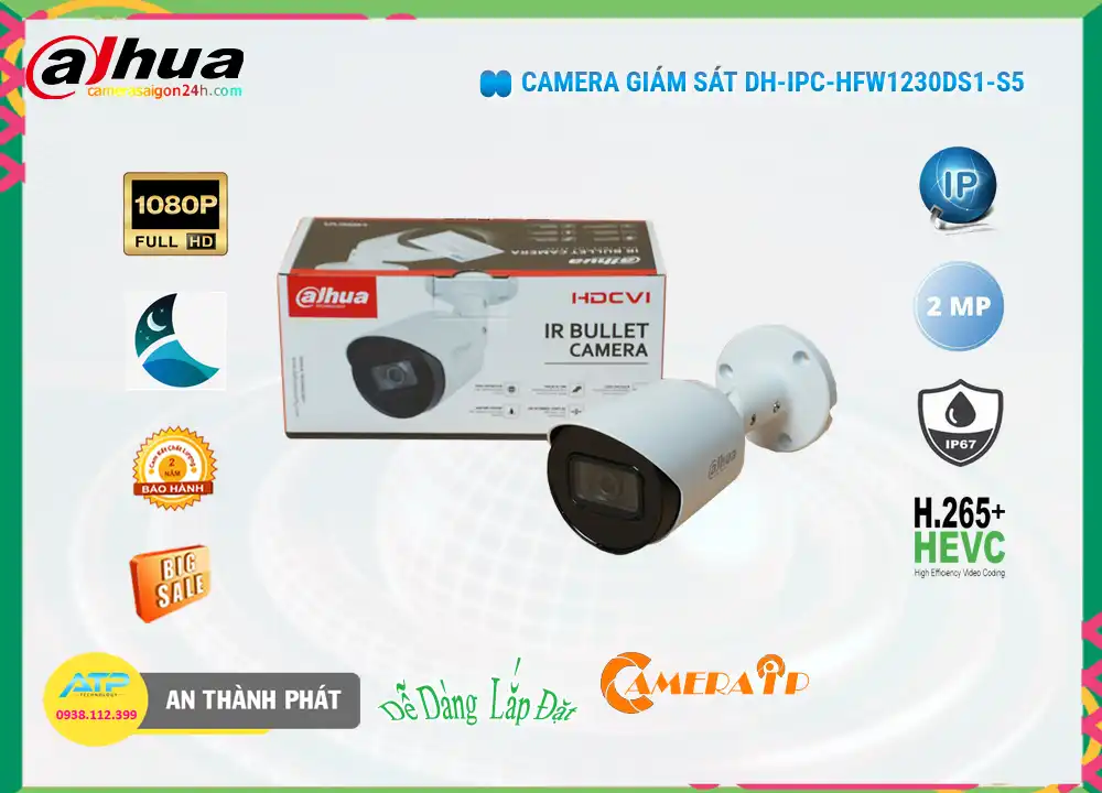 DH-IPC-HFW1230DS1-S5 sắc nét Dahua DH-IPC-HFW1230DS1-S5 sắc nét Dahua