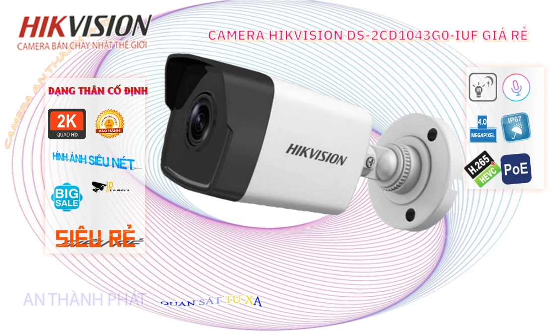 DS-2CD1043G0-IUF Camera  Hikvision Sắc Nét