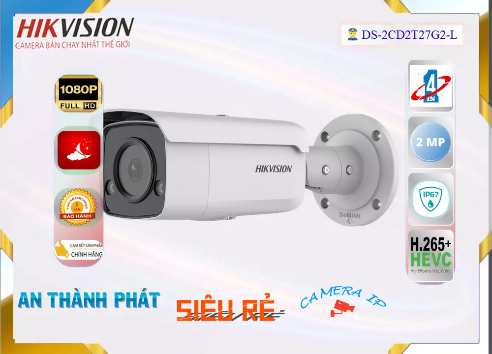 Camera Hikvision DS-2CD2T27G2-L,Giá DS-2CD2T27G2-L,phân phối DS-2CD2T27G2-L,DS-2CD2T27G2-LBán Giá Rẻ,DS-2CD2T27G2-L Giá