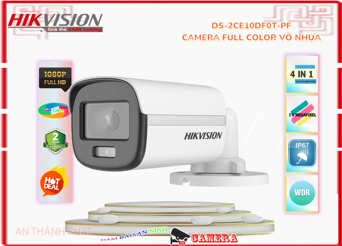 DS-2CE10DF0T-PF camera hikvision thân full color