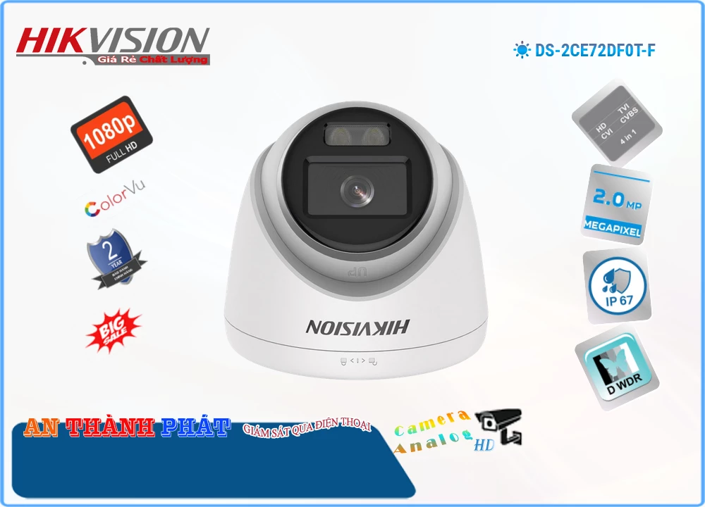 Camera Full Color Hikvision DS-2CE72DF0T-F,thông số DS-2CE72DF0T-F,DS-2CE72DF0T-F Giá rẻ,DS 2CE72DF0T F,Chất Lượng
