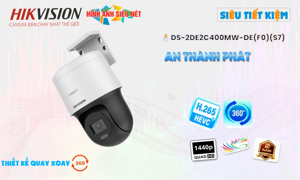 DS-2DE2C400MW-DE(F0)(S7) Camera Thiết kế Đẹp  Hikvision