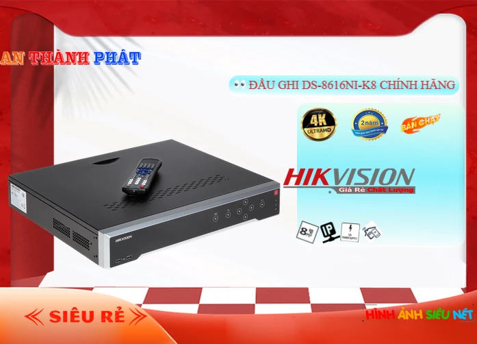 Đầu Thu KTS Hikvision DS-8616NI-K8 Công Nghệ Mới,thông số DS-8616NI-K8, Ip Sắc Nét DS-8616NI-K8 Giá rẻ,DS 8616NI