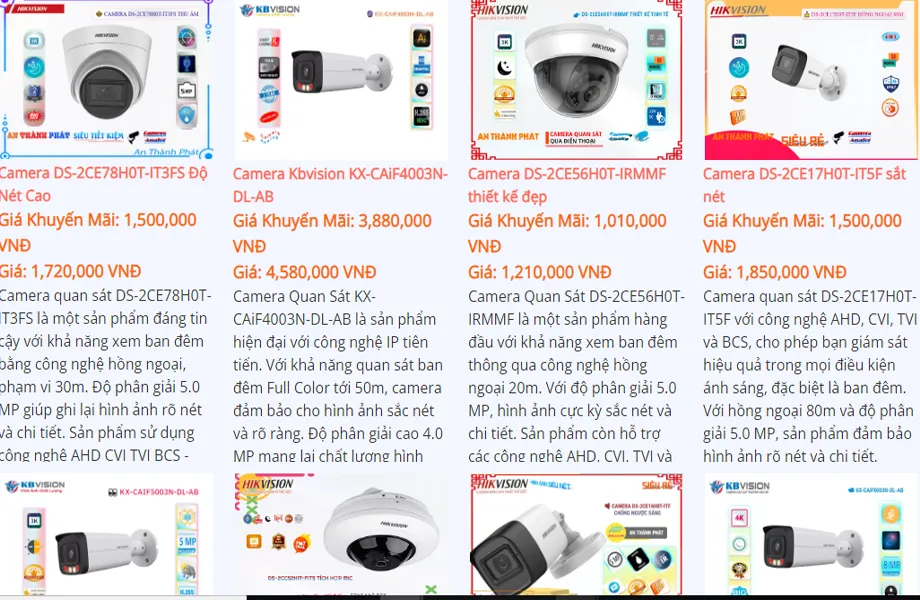 bảng giá camera giám sát quận 10